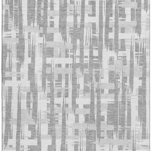 HomeRoots 8' X 10' Gray And Ivory Striped Washable Area Rug – Durable, UV Protected, Non-Slip Design for Homes 705675