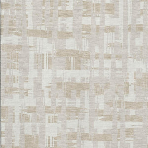 HomeRoots 5' X 8' Washable Ivory and Tan Striped Area Rug with UV Protection and Non-Slip Backing for Homes 705679
