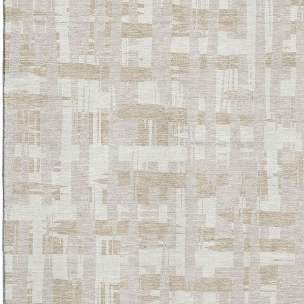HomeRoots 8' X 10' Ivory and Tan Striped Washable Area Rug with UV Protection - Stylish, Durable, Easy-Care Design 705681