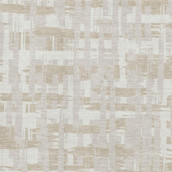 HomeRoots 10' Ivory and Tan Striped Washable Area Rug - Durable, UV Protected, Perfect for Family Living Spaces 705683