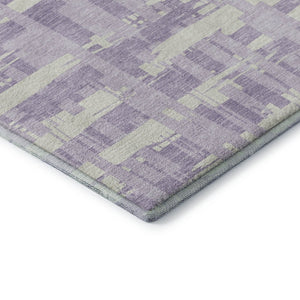 HomeRoots 5' X 8' Striped Lavender and Ivory Area Rug - Washable, UV Protected, Stain-Resistant, Stylish Home Accent 705685