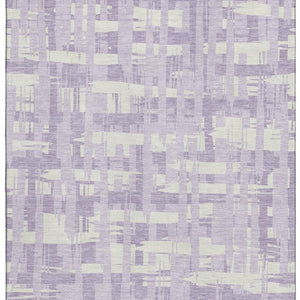 HomeRoots 5' X 8' Striped Lavender and Ivory Area Rug - Washable, UV Protected, Stain-Resistant, Stylish Home Accent 705685