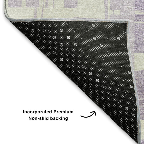 HomeRoots 10' X 14' Lavender Striped Area Rug - Washable, Durable, UV Protected, Perfect for Family Spaces! 705689