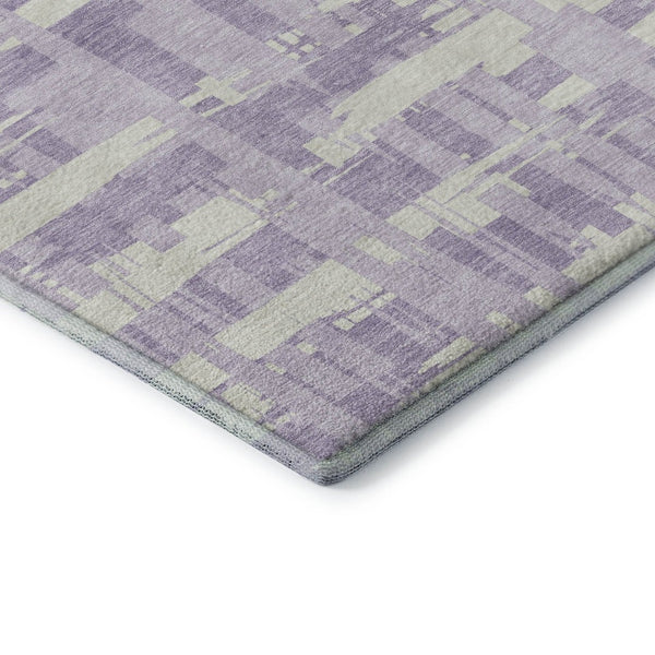HomeRoots 10' X 14' Lavender Striped Area Rug - Washable, Durable, UV Protected, Perfect for Family Spaces! 705689