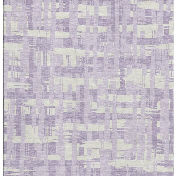 HomeRoots 10' X 14' Lavender Striped Area Rug - Washable, Durable, UV Protected, Perfect for Family Spaces! 705689