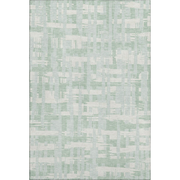 HomeRoots 5' X 8' Mint Green Striped Area Rug with UV Protection – Durable, Washable, Ideal for Indoor Spaces 705691