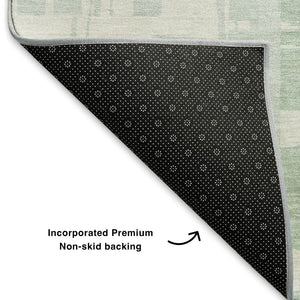 HomeRoots 5' X 8' Mint Green Striped Area Rug with UV Protection – Durable, Washable, Ideal for Indoor Spaces 705691