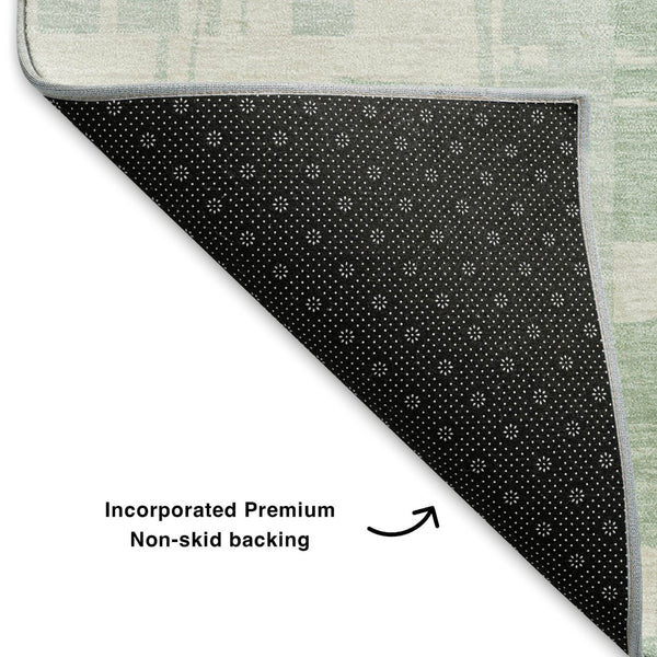 HomeRoots 5' X 8' Mint Green Striped Area Rug with UV Protection – Durable, Washable, Ideal for Indoor Spaces 705691