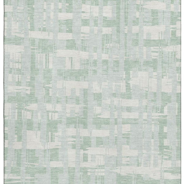HomeRoots 5' X 8' Mint Green Striped Area Rug with UV Protection – Durable, Washable, Ideal for Indoor Spaces 705691