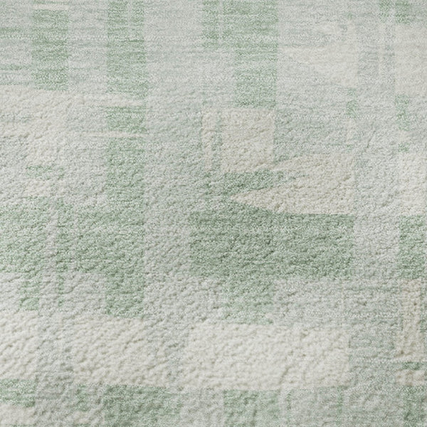 HomeRoots 8' Mint Green & Ivory Striped Round Rug - Washable, Durable, UV-Protected, Perfect for Any Room! 705692