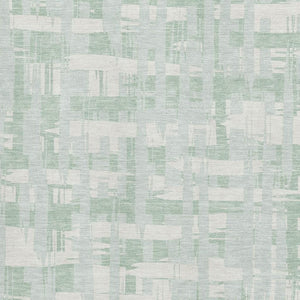 HomeRoots 8' X 10' Mint Green and Ivory Striped Area Rug – Washable, UV Protected, Stylish & Stain Resistant! 705693
