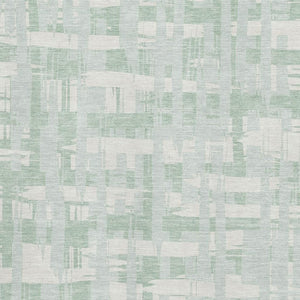 HomeRoots 9' X 12' Mint Green & Ivory Striped Area Rug - Washable, UV Protected, Durable for Kids & Pets! 705694