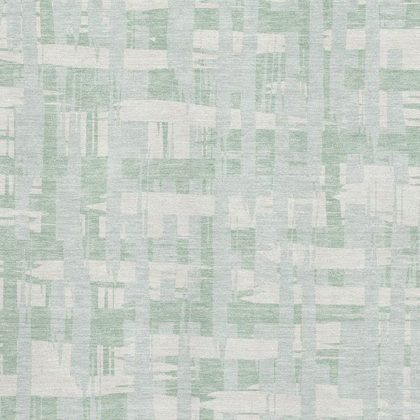 HomeRoots 9' X 12' Mint Green & Ivory Striped Area Rug - Washable, UV Protected, Durable for Kids & Pets! 705694