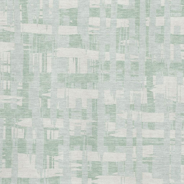 HomeRoots 10' Mint Green & Ivory Striped Washable Area Rug - Durable, UV-Protected, Ideal for Busy Homes 705695