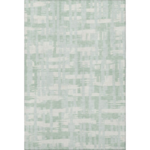 HomeRoots 10' Mint Green & Ivory Striped Washable Area Rug - Durable, UV-Protected, Ideal for Busy Homes 705695