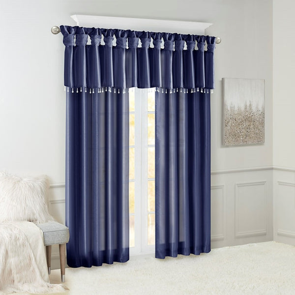 English Elm Twist Tab Lined Window Curtain Panel - Luxurious Navy 50X120" For Elegant Drapery & Privacy B03598206-GIGA