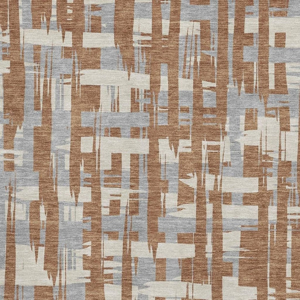 HomeRoots 5' X 8' Washable Rust and Ivory Striped Area Rug - Durable, UV Protected, Pet-Friendly Design 705703