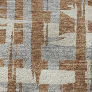 HomeRoots 8' Elegant Rust and Ivory Striped Round Rug - Washable, UV-Protected, Durable for High-Traffic Areas 705704