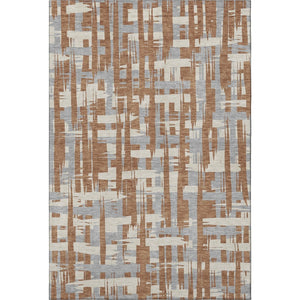 HomeRoots 8' X 10' Washable Rust and Ivory Striped Area Rug with UV Protection for Stylish, Durable Living Spaces 705705