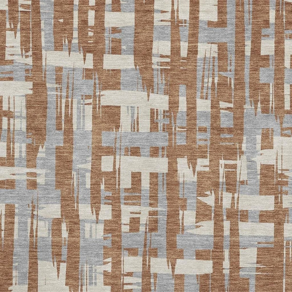 HomeRoots 10' X 14' Washable Rust and Ivory Striped Area Rug – Stain Resistant, UV Protected, Non-Slip Backing 705707