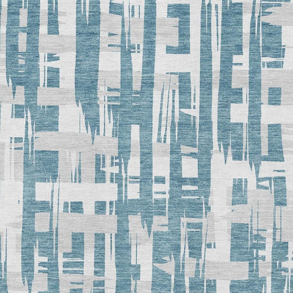 HomeRoots 5' Teal and Ivory Striped Washable Area Rug - Durable, UV-Protected, Easy-Care Design for Homes 705709