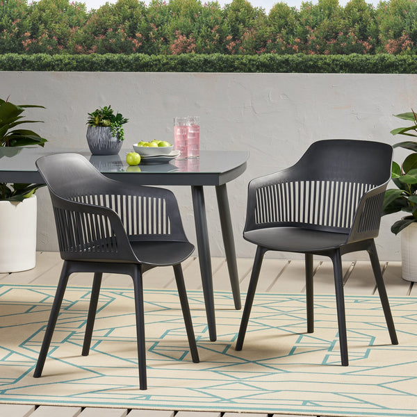 English Elm Christopher Knight Home® - DAHLIA Weather-Resistant Outdoor Chair with Durable Polypropylene Frame, Modern Minimalist Design Black 26.7 L x 23.7 W x 22.2 H 68374.00BLK