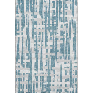 HomeRoots 10' X 14' Teal and Ivory Striped Area Rug – Washable, UV Protected, Durable, and Stylish for Your Home 705713