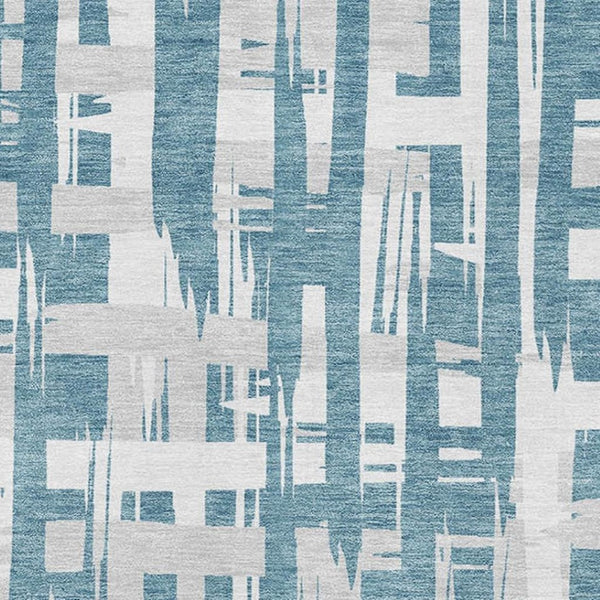 HomeRoots 10' X 14' Teal and Ivory Striped Area Rug – Washable, UV Protected, Durable, and Stylish for Your Home 705713