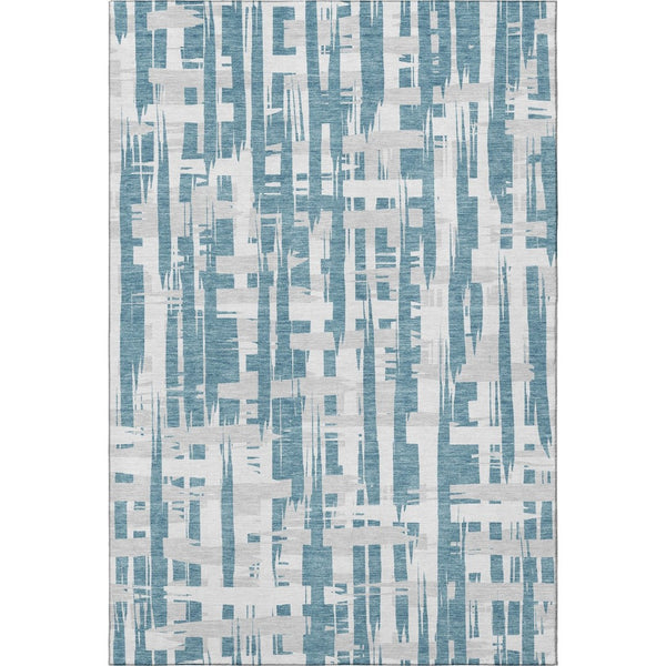 HomeRoots 10' X 14' Teal and Ivory Striped Area Rug – Washable, UV Protected, Durable, and Stylish for Your Home 705713