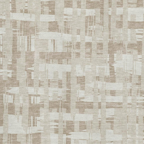 HomeRoots 5' Taupe & Beige Striped Washable Area Rug – Durable, UV-Protected, Stylish for Homes with Kids & Pets 705715