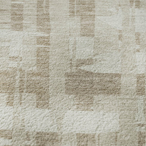 HomeRoots 8' Striped Round Rug in Taupe & Beige - Washable, UV-Protected, Stain-Resistant for Any Space 705716