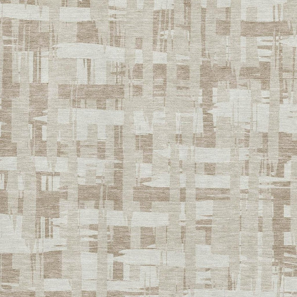HomeRoots 8' X 10' Durable Taupe & Beige Striped Area Rug - Washable, UV Protected, Ideal for Busy Homes 705717