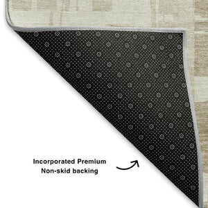 HomeRoots 9' X 12' Striped Taupe and Beige Washable Area Rug with UV Protection for High-Traffic Rooms 705718