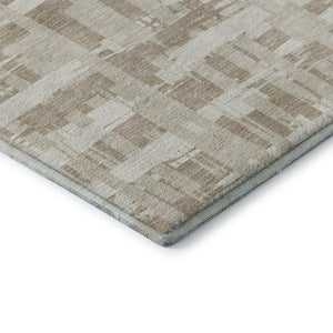 HomeRoots 9' X 12' Striped Taupe and Beige Washable Area Rug with UV Protection for High-Traffic Rooms 705718