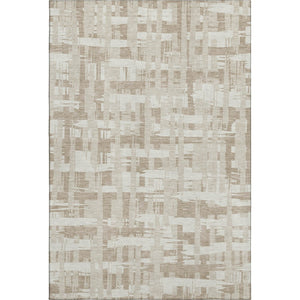 HomeRoots 10' Taupe and Beige Striped Washable Area Rug - Durable, UV-Protected, Perfect for Family Spaces! 705719