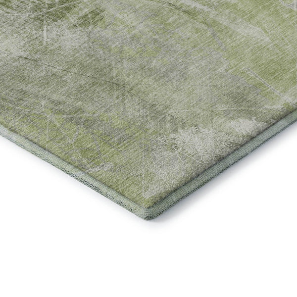 HomeRoots 8' Artichoke Green and Ivory Floral Round Rug - Washable, UV-Protected, Durable & Stylish Decor Piece 705722