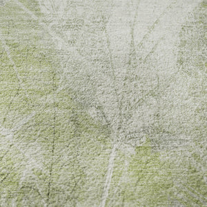 HomeRoots 8' Artichoke Green and Ivory Floral Round Rug - Washable, UV-Protected, Durable & Stylish Decor Piece 705722