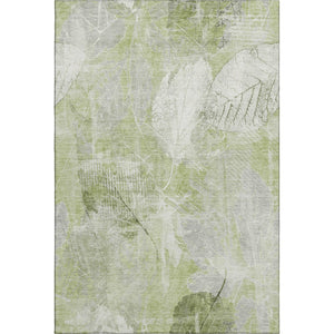 HomeRoots 10' Artichoke Green & Ivory Floral Washable Area Rug – UV Protection, Stain-Resistant, Non-Slip Backing 705725