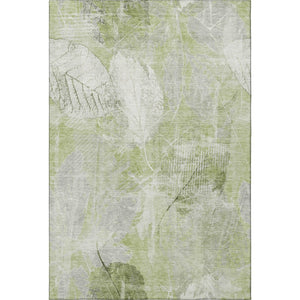 HomeRoots 10' Artichoke Green & Ivory Floral Washable Area Rug – UV Protection, Stain-Resistant, Non-Slip Backing 705725