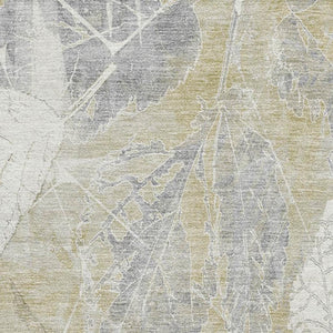 HomeRoots 5' X 8' Beige and Tan Floral Washable Area Rug – UV Protected, Stain Resistant, Non-Slip Backing! 705727