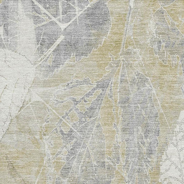 HomeRoots 5' X 8' Beige and Tan Floral Washable Area Rug – UV Protected, Stain Resistant, Non-Slip Backing! 705727