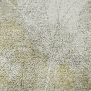 HomeRoots 8' Beige and Tan Floral Washable Round Rug - UV Protected, Stain Resistant, Ideal for High-Traffic Areas 705728