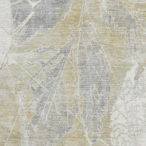 HomeRoots 8' X 10' Beige & Tan Floral Area Rug - Washable, UV Protected, Stain Resistant for Homes with Kids & Pets 705729