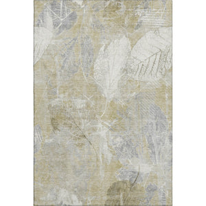HomeRoots 9' X 12' Beige and Tan Floral Washable Area Rug with UV Protection for Timeless Elegance and Durability 705730