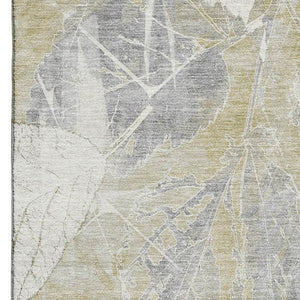 HomeRoots 9' X 12' Beige and Tan Floral Washable Area Rug with UV Protection for Timeless Elegance and Durability 705730