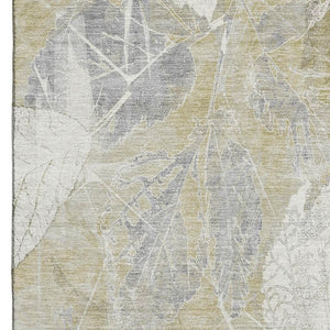 HomeRoots 9' X 12' Beige and Tan Floral Washable Area Rug with UV Protection for Timeless Elegance and Durability 705730