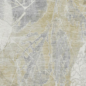 HomeRoots 10' Beige & Tan Floral Washable Area Rug - UV Protected, Stain-Resistant, Perfect for Homes! 705731