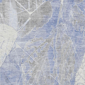 HomeRoots 5' X 8' Denim Blue & Ivory Floral Area Rug - Durable, Washable, UV-Protected for High-Traffic Areas 705733