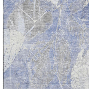 HomeRoots 5' X 8' Denim Blue & Ivory Floral Area Rug - Durable, Washable, UV-Protected for High-Traffic Areas 705733