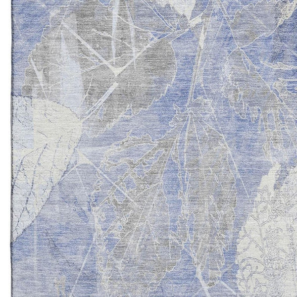HomeRoots 5' X 8' Denim Blue & Ivory Floral Area Rug - Durable, Washable, UV-Protected for High-Traffic Areas 705733